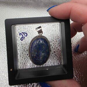 Lapis Lazuli Oval Pendant set in 925 Sterling Silver